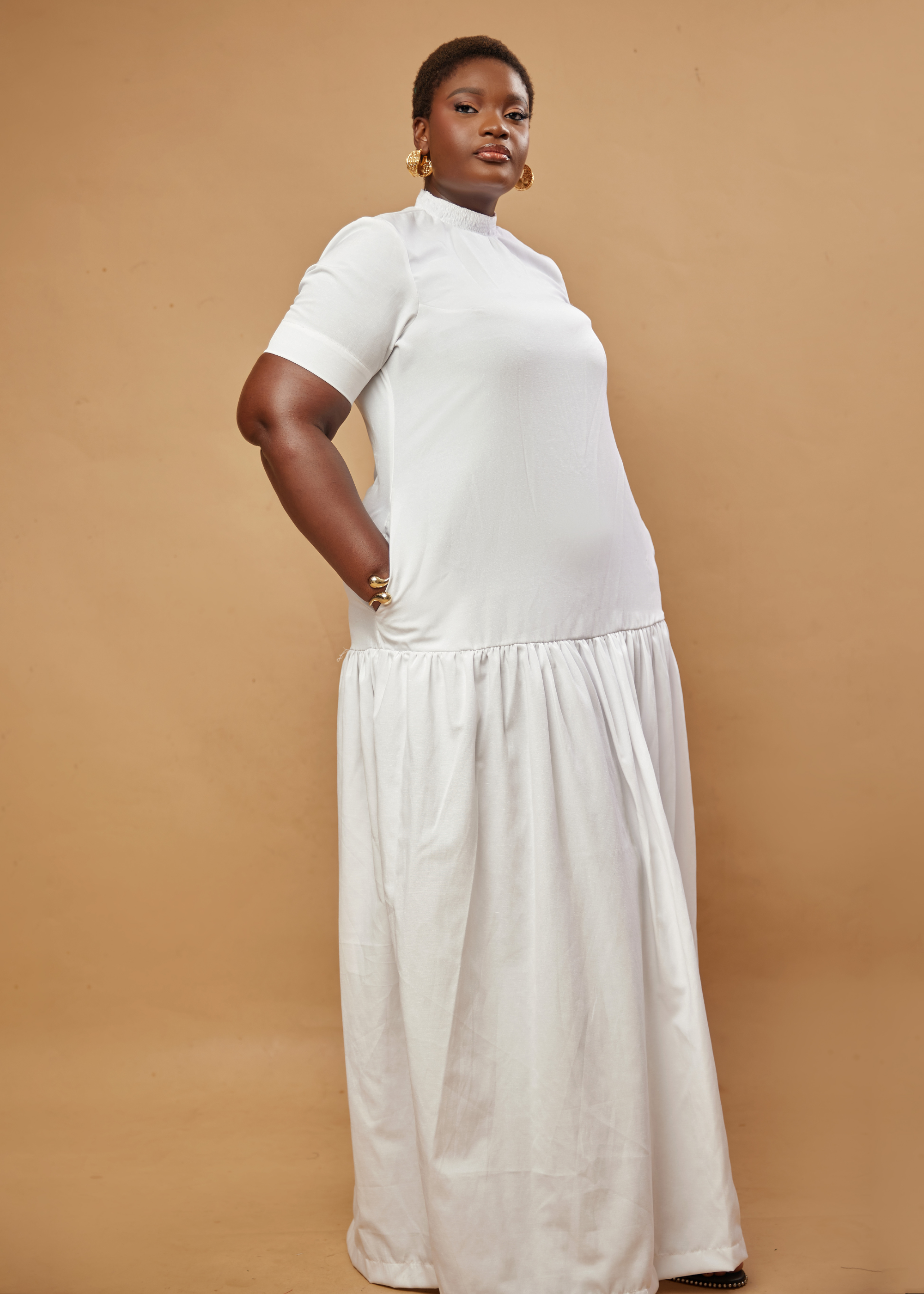 Canvas Maxi Dress (White)