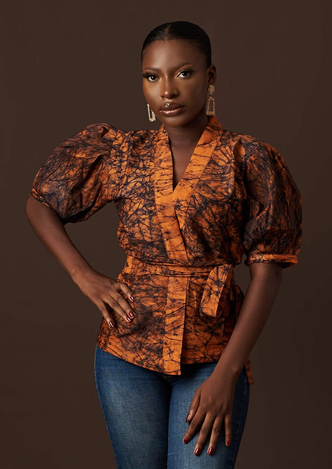 FINALE SALE -  Abegbe Wrap top (Hand-Dyed)