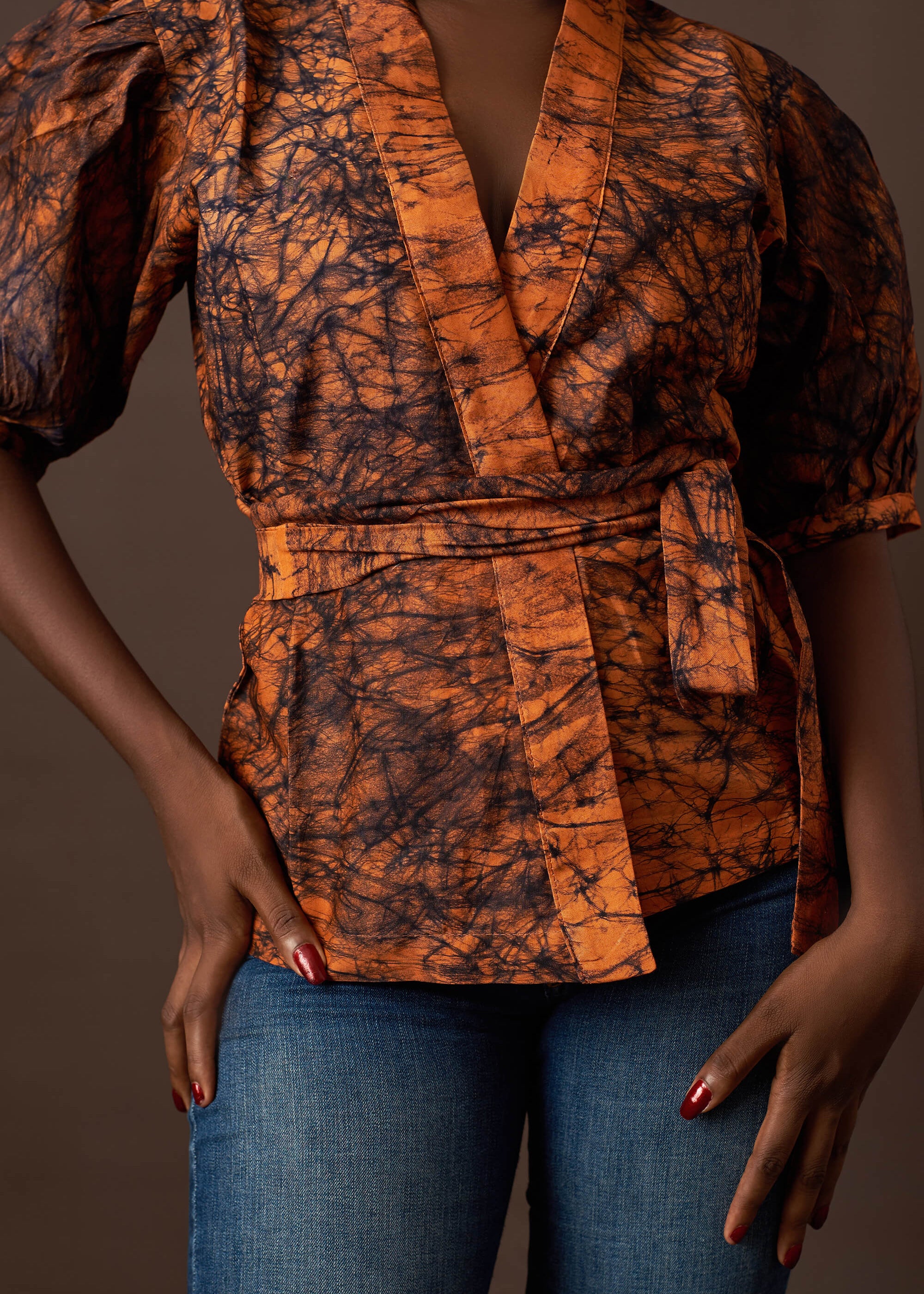 FINALE SALE -  Abegbe Wrap top (Hand-Dyed)
