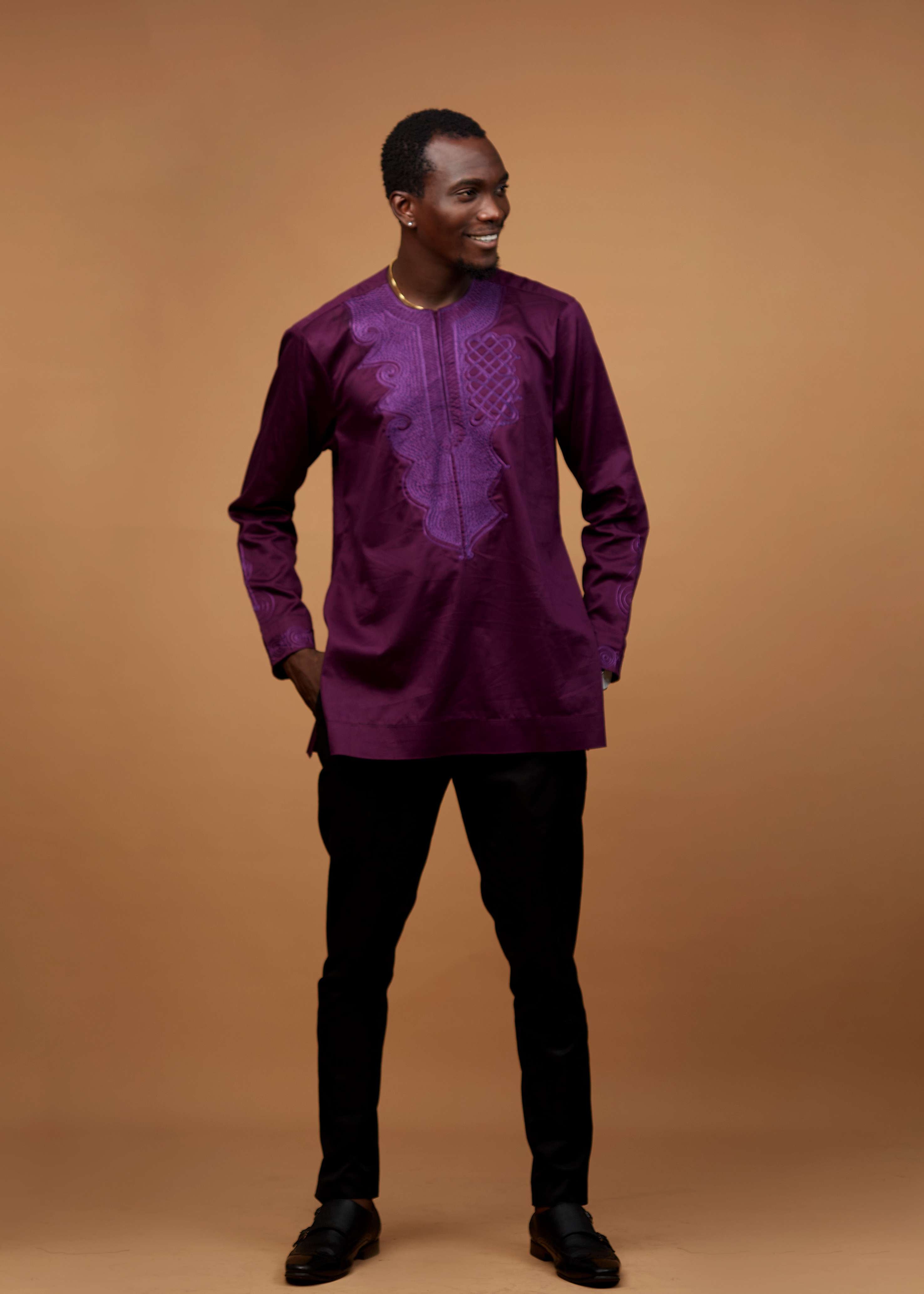 Royal Embroidered Shirt (Burgundy)